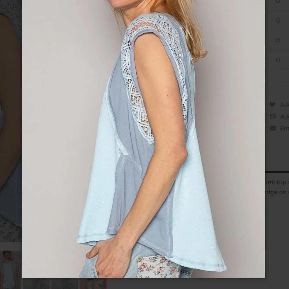 ❤️ POL  #5 POL CROCHET WAFFLE KNIT SHIRT TOP SR9_3